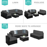 Best Choice Products 7-Piece Modular Outdoor Sectional Wicker Patio Conversation Set w/ 2 Pillows, Coffee Table, Cover Included - Black/Gray Best Choice Products