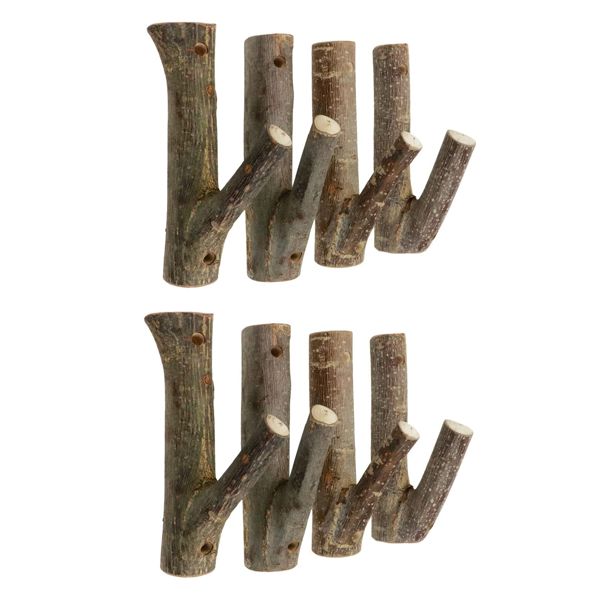 Tsnamay 8Pcs Real Wood Tree Branch Wall Hook, Farmhouse Rustic Decorative Wooden with Bark Trunk Thickness 2cm-3cm with Screw Tsnamay
