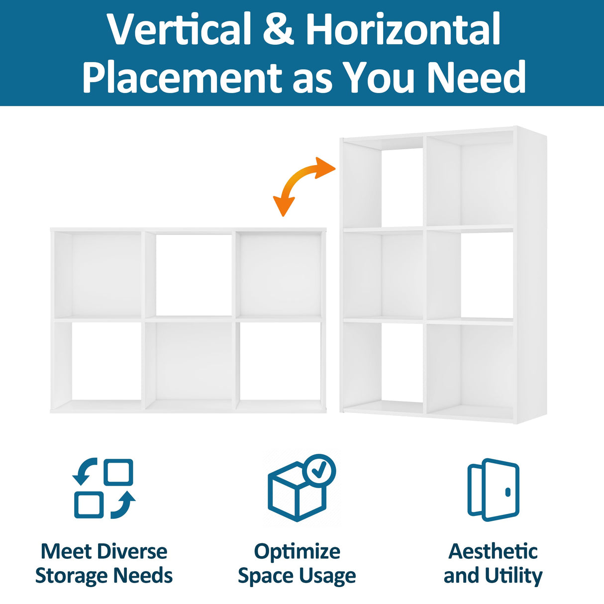PrimeZone Stackable 6 Cube Storage Organizer: Wood Cubes Shelf Fits Cubby Bins - Square Cubicle Bookshelf Cabinet for Closet Bedroom - Open Storage Shelf for Toy Clothes Book Organization, White PrimeZone