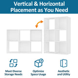 PrimeZone Stackable 6 Cube Storage Organizer: Wood Cubes Shelf Fits Cubby Bins - Square Cubicle Bookshelf Cabinet for Closet Bedroom - Open Storage Shelf for Toy Clothes Book Organization, White PrimeZone