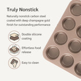 HAPPIELS Non Toxic Nonstick 12 Cup Muffin Pan | PFOA BPA free Nontoxic Cupcake Tin | Best Non Stick Muffin Pans | Muffin tins | Cupcakes Tray | Carbon Steel Bakeware Mold Trays HAPPIELS