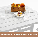 SERWALL Tall Adirondack Bar Chairs and Table 3 Pieces Set, Adirondack Bar Height Chairs Set of 2 and Bar Table, Outdoor Bar Stools Set for Bistro, Poolside, Backyard, White SERWALL