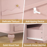 Cyclysio 9 Drawer Dresser, 63" Wide Modern Chest of Drawers TV Stand with Smooth Slides and Rustic Handles, Wood Drawer Organizer for Bedroom Living Room Hallway (Pink) Cyclysio