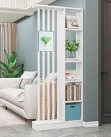 Wall Room Divider, Storage Cabinet Storage Display with Shelves, Modern Freestanding Wood Room Divider Screen, Wall Privacy Screens for Home Office Decorative (White,31.5" L x 9.5" W x 79.5" H) Kavie