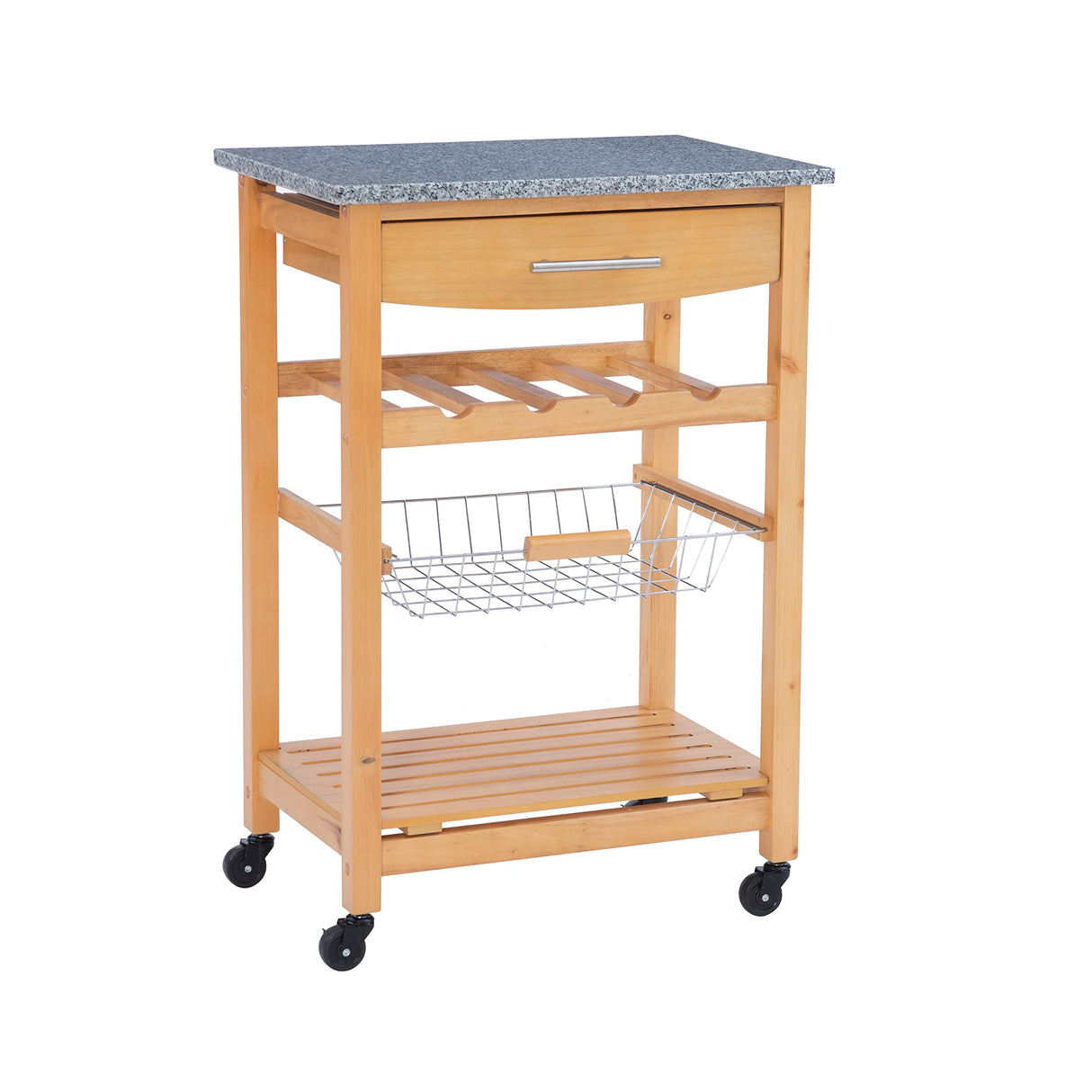 Linon Kitchen Island Granite Top, 33.88" x 22.8" x 15.63", Natural Linon