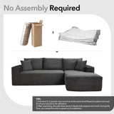 108" Cloud Sectional Couch with L-Shape Chaise, Modern Modular Sofa with Deep Seat, Boneless Cloud Couches for Living Room Bedroom, No Assembly Required, Plush Corduroy (Dark Gray, Right Facing Chaise ElfinAura