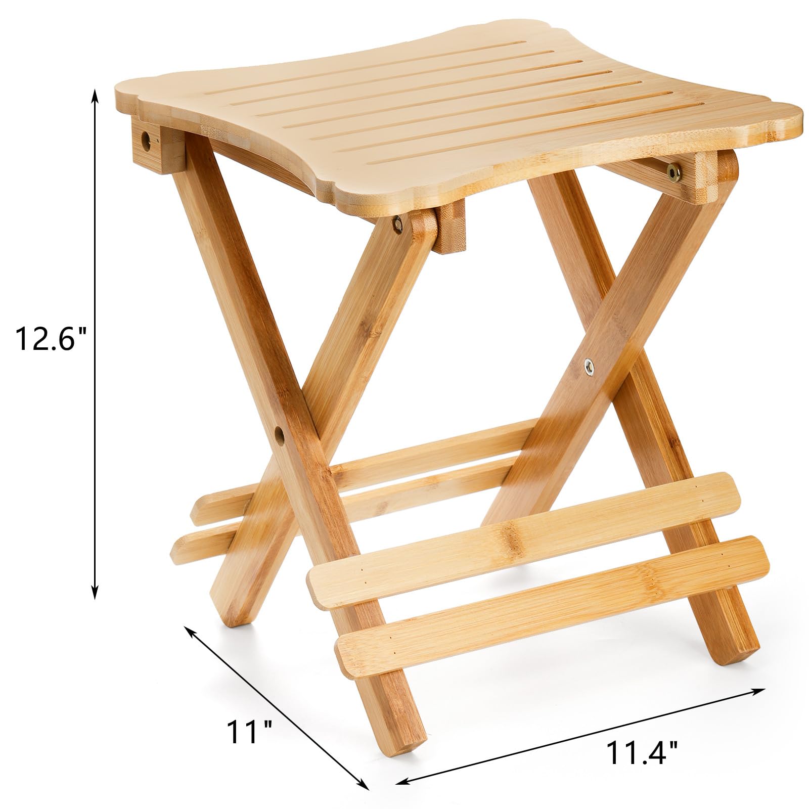 ZEAYEA 12 Inch Bamboo Folding Step Stool, Portable Shower Foot Rest Stool Bath Chair for Leg Shaving, Spa, Sauna, Collapsible Fishing Stool for Outdoor Fishing Camping, Fully Assembled - WoodArtSupply