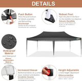 COBIZI 10x20 Pop Up Canopy with 6 Sidewalls,10x20 Canopy Tent Frame Upgraded with 3 Adjustable Heights,Waterproof UV50+ Outdoor Party Commercial Ez Up Gazebos with Carry Bag(10 x 20 ft Black) COBIZI