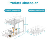 Vtopmart 4 Pack 2 Tier Bathroom Under Sink Organizers and Storage, Clear Kitchen Pantry Organization, Pull Out Medicine Cabinet Organizer with Movable Dividers Vtopmart
