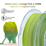 ZIRO 3D Printer Filament, Matte PLA Filament 1.75mm,No-Shine Multicolor Rainbow PLA for 3D Printing, Fit for Most FDM Printers, 1KG/2.2lbs Spool, Matcha ZIRO