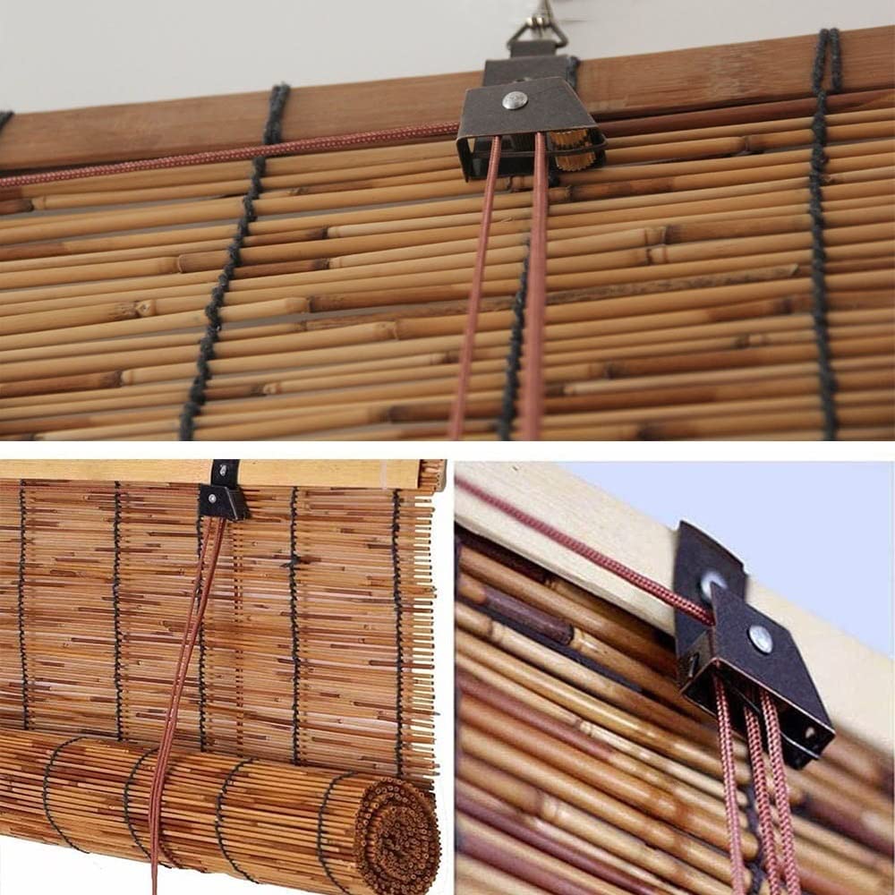 YYQ SHOP Brown Bamboo Window Shades Blinds Retro Bamboo Curtains Roller Shades with Lifting Bamboo Roll Up Window, 24x36 32x72 40x64 Custom Matchstick(Size:24(W) x 36(H) inches) YYQ SHOP