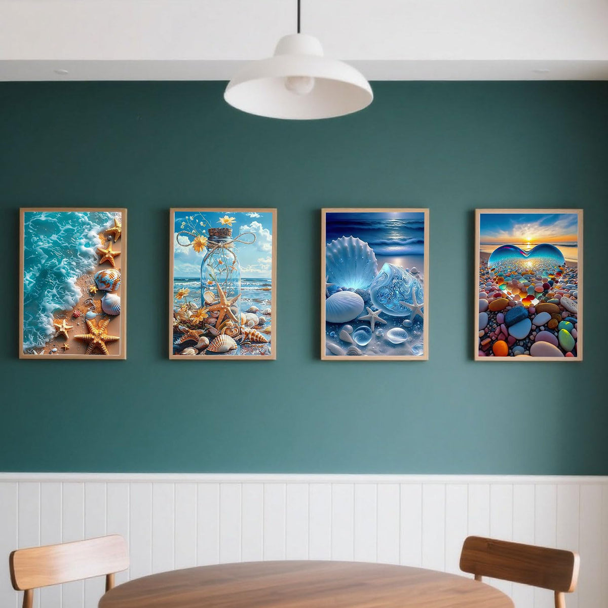 Dorwendis Beach Diamond Painting Kits for Adults,4 Pack Seashell Starfish DIY Diamond Art Kits for Beginners,5D Diamond Art,Full Round Drill Sunset Diamond Painting for Home Wall Decor Gifts12X16 inch Dorwendis