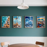 Dorwendis Beach Diamond Painting Kits for Adults,4 Pack Seashell Starfish DIY Diamond Art Kits for Beginners,5D Diamond Art,Full Round Drill Sunset Diamond Painting for Home Wall Decor Gifts12X16 inch Dorwendis