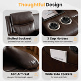 RIHEREFY Loveseat Recliner Sofa with Massage & Heating, Reclining Loveseat with Console, RV Wall Hugger Double Loveseat Recliner Couch for Living Room & Home Theater (Brown) RIHEREFY