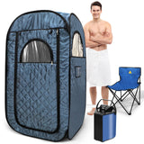 Portable Steam Sauna, Steam Saunas for Home, Personal Sauna for Home, Pop up Sauna Box Tent with 3 L Steamer, 9 Levels, UV Atomization,90 MinTimer, Remote Control, Folding Chair-Blue Sunakie
