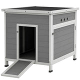 PawHut Duck Coop, Wooden Rabbit Hutch with Openable Roof, Removable Floor, Double Doors, Ramp, Weatherproof Pet House, Small Animal Outdoor Shelter for 2-4 Chickens, Geese, 25" x 32" x 30" PawHut
