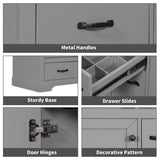 Harper & Bright Designs 36" Bathroom Vanity with Sink, Free Standing Single Basin Vanity Set with 6 Drawers & One Cabinet with Adjustable Shelf, Bathroom Cabinet with Ceramic Basin for Bathroom, Grey Harper & Bright Designs