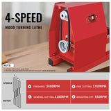 HAowosi Upgraded Wood Lathe 14" x 40", Power Wood Turning Lathe Adjustable 4 Speed 810/1180/1700/2480RPM, Benchtop Mini Wood Lathe with 5 Chisels for Woodworking HAowosi