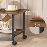 HOOBRO Printer Stand, 2-Tier Industrial Under Desk Printer Cart with Shelf, Mobile Heavy Duty Storage Rack on Wheels for Home, Office, Rustic Brown and Black BF02PS01G1 HOOBRO
