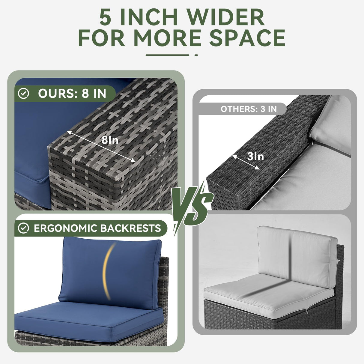 Aoxun Patio Furniture Sets with 44'' Fire Pit, 10 Pcs Outdoor Patio Coversation Set with 4'' Thicken Cushion, Widen Armrests Wicker Outdoor Sectional for Backyard (Waterproof Cover Include) Aoxun