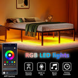 HAVONIZD Full Bed Frame with LED Lights & Charging Station - 18 Inch Heavy Duty Metal Platform Bed Frame No Box Spring Needed, Easy Assembly, No Noise HAVONIZD