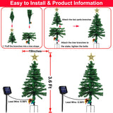 2-Pack 3.6FT Solar Christmas Tree Outdoor Christmas Decorations, 8 Modes Solar Xmas Tree Lights with 100 LED, Waterproof Solar Christmas Lights for Yard Front Porch Pathway Grave Cemetery Decor Ohwewant