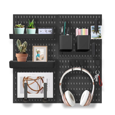 EVDBOBO Wall Organizer Peg Board - Elevate And Declutter Your Gaming And Office - Create A Perfectly Structured Space(Black)