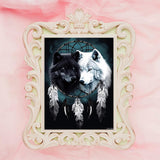 JXAVAXDE 5D Dream Catcher Diamond Painting Kits Black White Wolf in Dream Catcher for Adults, DIY Full Drill Crystal Arts and Crafts, Home Wall Decor Gifts 12x16 inch JXAVAXDE