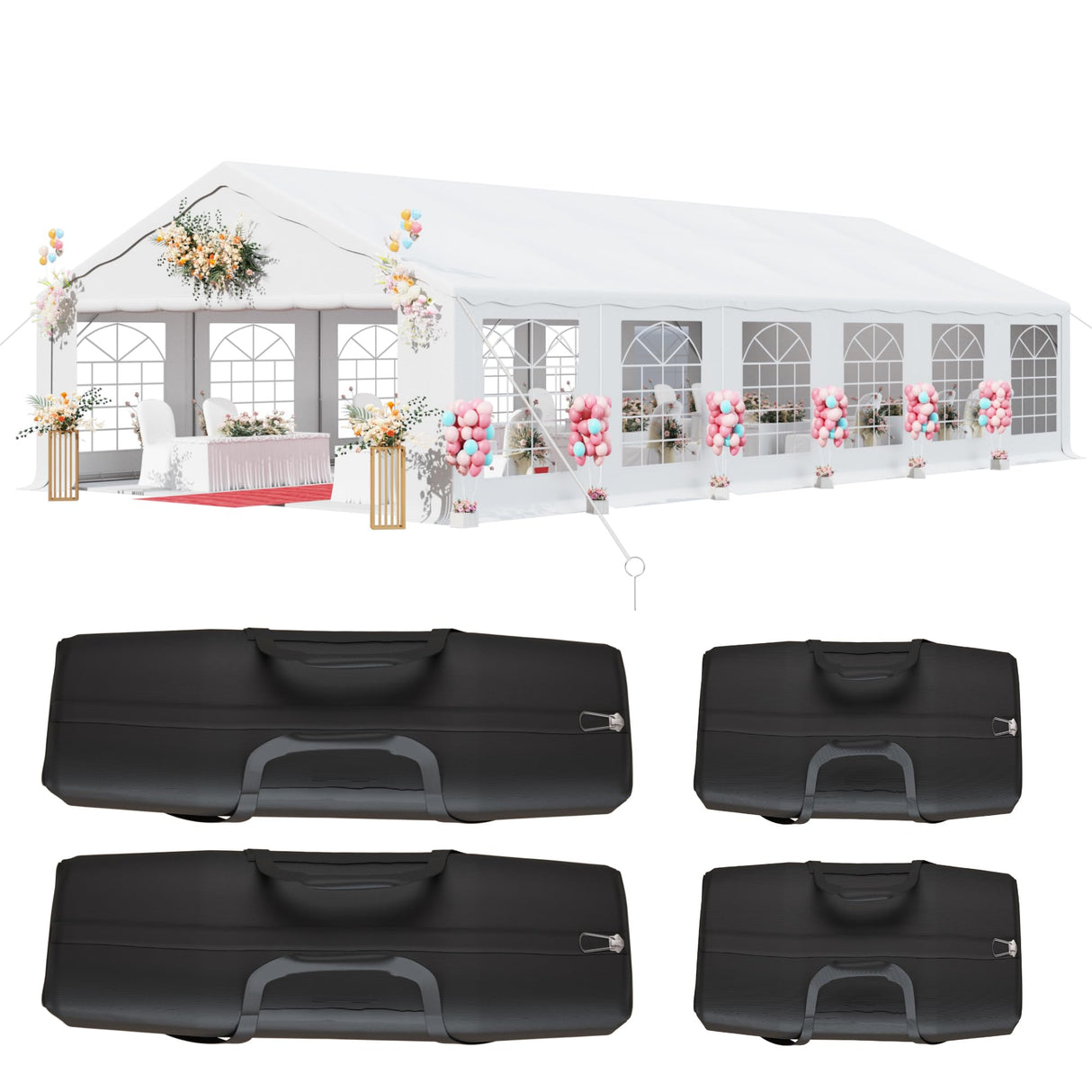 Greesum 20X40 Outdoor Canopy Tent Patio Camping Heavy Duty Gazebo Shelter Party Wedding BBQ Events with Side Removable Walls, Waterproof Shelter, White Greesum