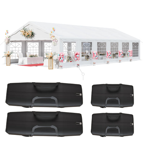 Greesum 20X40 Outdoor Canopy Tent Patio Camping Heavy Duty Gazebo Shelter Party Wedding BBQ Events with Side Removable Walls, Waterproof Shelter, White Greesum