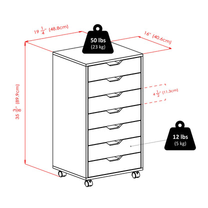 Winsome Halifax 7-Drawer Composite Wood Cabinet, White (10792)