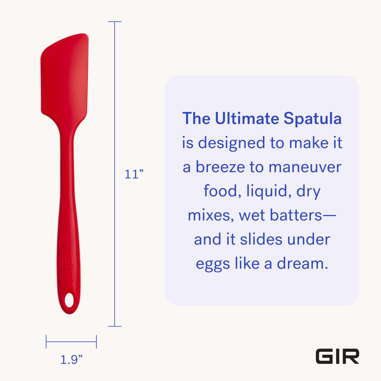 GIR: Get It Right Premium Silicone Spatula - Non-Stick Heat Resistant Kitchen Spatula - Perfect for Baking, Cooking, Scraping, and Mixing - Ultimate - 11 IN, Red GIR