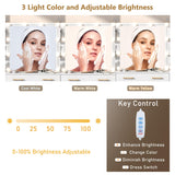 jiteentarou Glass Top Vanity Desk with Mirror and Lights, Large Vanity Makeup Mirror Desk with Charging Station Compartment Storage Drawers, Modern Makeup Vanity with 9 Drawers 6 Shelves, White jiteentarou