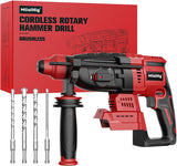 Rotary Hammer Drill For Milwaukee 18V: 1" SDS Plus Brushless Rotary Hammer - Safety Clutch 4 Application Modes Fastest Drilling For Concrete Tile Wood Wall Including 4 Drill Bits(Battery not included) MtiolHig