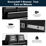 Gornoxblif 5-Drawers Black Metal Rolling Tool Chest with Wheels,Tool Storage Cabinet with Locking System，Toolbox with Wheels for Garage, Warehouse, Workshop, Repair Shop Gornoxblif