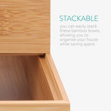 Navaris Bamboo Storage Boxes - Set of 2 Wood Stackable Box Organizers for Bedroom, Kitchen, Bathroom, Living Room, Makeup, Jewelry, Accessories Navaris