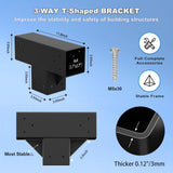 Pergola Kit T Shaped-4 Pack Pergola Brackets 4x4-3 Way DIY Woodworks Gazebo Brackets Kit with Screws for 4x4(Actual: 3.7"x3.7") Wood Beams-Elevated Wood Stand T Brackets for Sunroom Carport Cabin Vlaeng