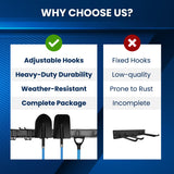 SUKIZZ 64'' All-Metal Garage Tool Organizer Wall Mount – Heavy-Duty Tool Rack Holds 680 lbs, Adjustable Hooks for Garage, Yard, and Garden Equipment SUKIZZ