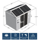 8x6 FT Resin Storage Sheds with Floor and Adjustable Openable Windows, Large Waterproof Garden Sheds with Base, Outside Plastic Sheds with 2 Windows for Backyard Garden Patio Lawn Tools Storage, Gray WELYAS