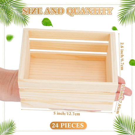 Roowest Small Wooden Crates 5" Wood Craft Nesting Wood Basket Unfinished Wooden Storage for Milk Wine Towel Toys Display Home Bathroom(6 Pcs) Roowest