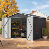 Besteagle 8x8 FT Outdoor Storage Shed, Utility Metal Tool Storage with Lockable Doors and Updated Frame Structure, Large Metal Garden Shed for Backyard, Patio Lawn, Black Besteagle