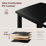 VECELO 7-Piece Dining Table Set with 6 Square Stools, 63" Expandable Kitchen Table with USB Charging & Metal Frame for 2/4/6, Wood Dinette Perfect for Small Spaces, Easy Assembly, Dark Black VECELO