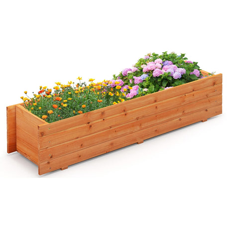 LDAILY Raised Garden Bed, 44" x 11" x 10" Wooden Planter Boxes with Removable Bottom & 2 Drainage Holes, Rectangle Flower Bed Outdoor, Wood Raised Beds for Garden Vegetable Herb LDAILY