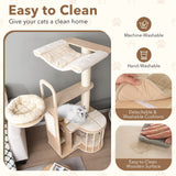 Tangkula Tall Cat Tree for Indoor Cats, 55 Inch Multi-Level Cat Tower Activity Center with Hammock, Cat Condo, Sisal Scratching Posts & Washable Cushions, Wooden Modern Cat Tree Houses for Large Cats Tangkula