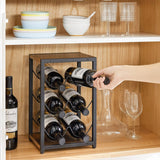 IBUYKE Rustic Wood 6 Bottles Wine Rack for Countertop,3 Tier Free Standing Wine Rack,Wine Bottle Holder Stand Organizer for Home Decor Bar,Cabinet, Pantry,Countertop TMJ901H IBUYKE