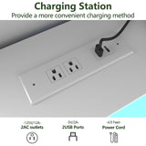 White Dresser for Bedroom, 6 Drawer Dresser with Charging Station, Chests of Drawers with LED Lights, Modern Double Dresser, Storage Cabinet with Drawers for Living Room, Hallway Loomie