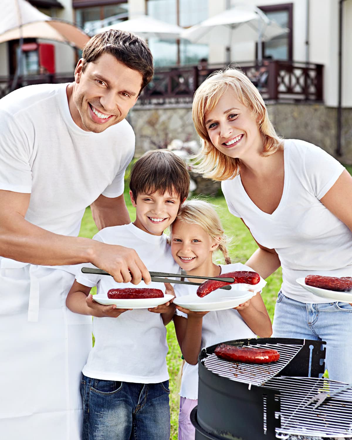 2 Pcs 12-inch Cooking Tweezers Tongs Precision Serrated Tips, Stainless Steel Professional Chef Tweezer Kitchen Tools for BBQ, Plating and Serving (Black) SouxMux