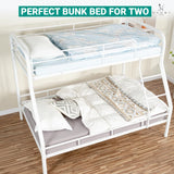 Hollywood Bunk Beds Twin Over Full Size, Heavy Duty Metal Bunk Bed with Safety Guardrails, Angled Ladder, Underbed Storage, 800LBs capacity - for Kids and Teens, Twin over Full Bunk Bed, White Naomi Home