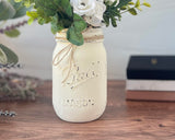 Painted Mason Jar Centerpieces for Tables, Rustic Mason Jars for Wedding Centerpieces Flowers, Choose Quantity & Color, Artificial Flowers are Optional, Rustic Bridal Shower Flower Centerpieces Boho Viva's Flower Shop