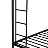 Twin Over Full Bunk Beds with Trundle, Metal Trundle Bed Frame with Safety Rails and Ladder for Bedroom, Black Flieks
